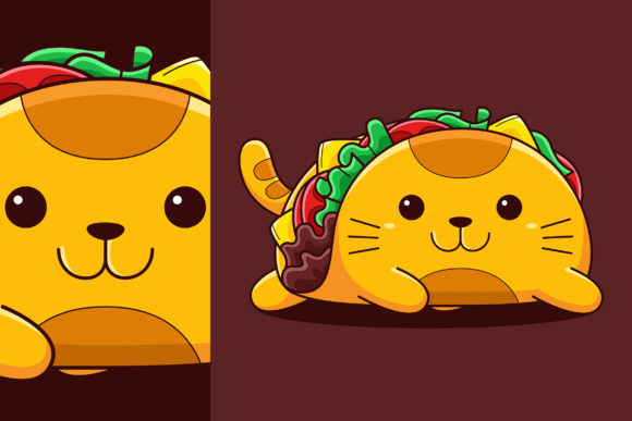 Download Cute Taco Cat Vector Cartoon Style - Art Collection