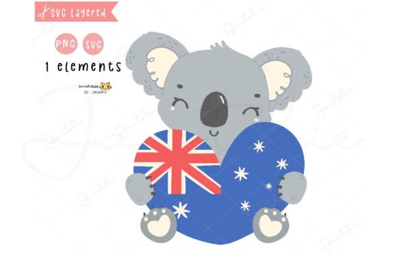 Download Australia Day Baby Koala with Heart Svg - Art Collection