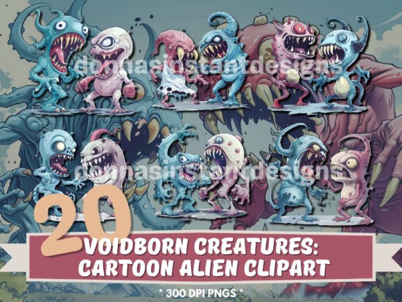 Download 20x Cartoon Dark Space Alien Clipart - Art Collection