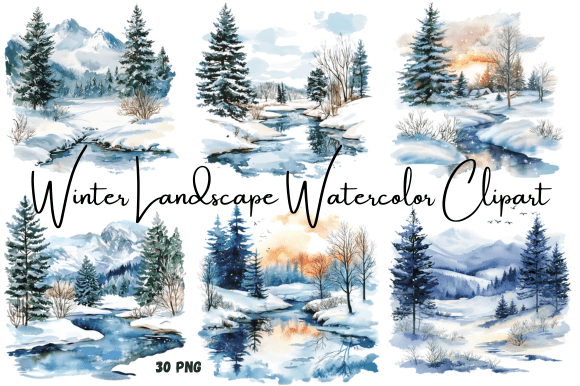 Download Watercolor Winter Landscape Clipart - Art Collection