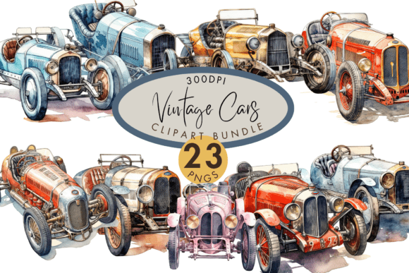 Download Vintage Car Clipart Bundle Retro Racing - Art Collection