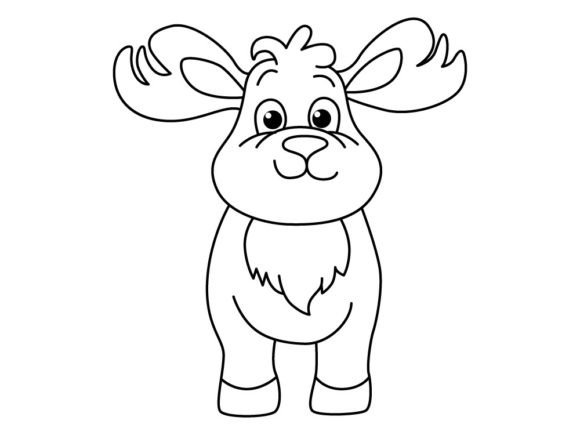 Download Funny Deer Cartoon for Coloring Book. - Art Collection