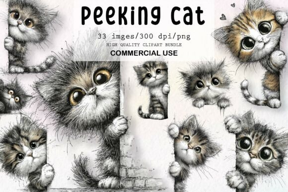 Download Whimsical Peeking Cat Clipart - Art Collection