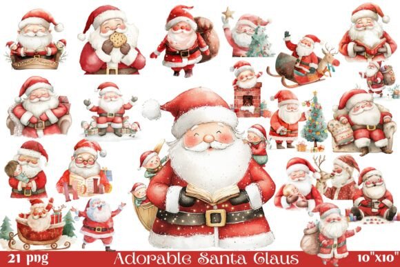 Download Adorable Santa Claus PNG Clipart Set - Art Collection