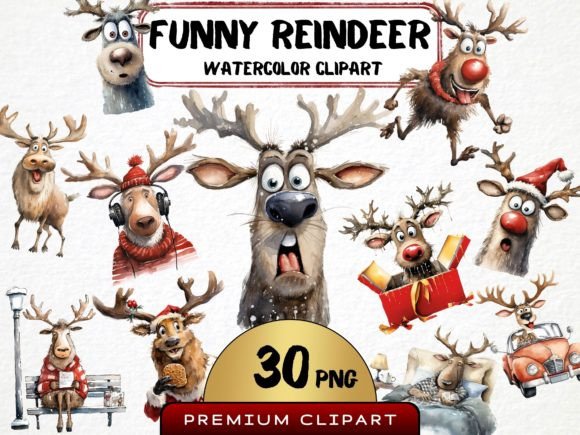 Download Funny Christmas Reindeer Clipart - Art Collection