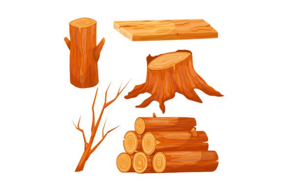 Download Wood Log Set Cartoon Vector Illustration - Art Collection