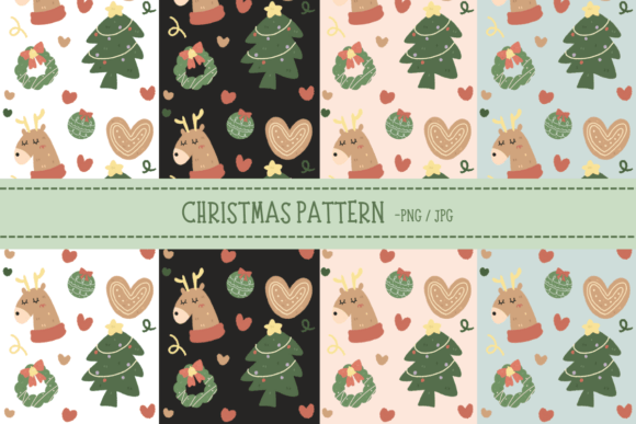 Download Cute Deer Cartoon Christmas Pattern - Art Collection
