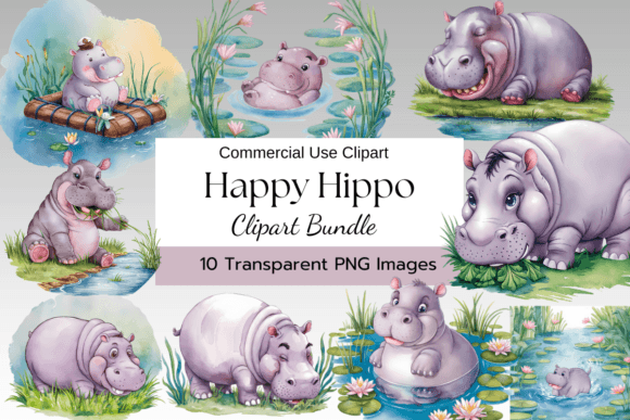 Download Happy Hippo Watercolor Clipart - Art Collection