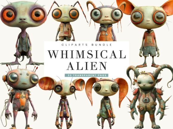 Download Whimsical Alien Clipart Bundle - Art Collection