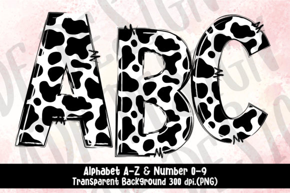 Download Cow Print Doodle Alphabet Clip Art PNG - Art Collection