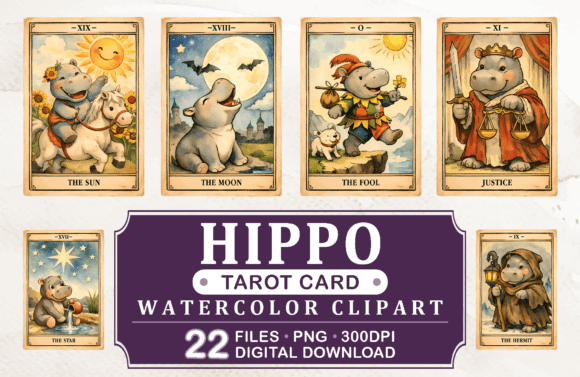 Download Hippo Tarot Cards Clipart, 22 PNG - Art Collection