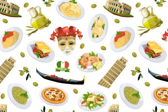 Download Vector Cartoon Italian Cuisine Elements - Art Collection