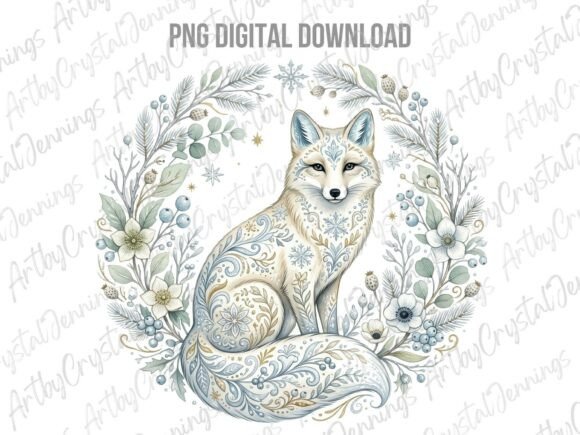 Download Winter Folk Art Fox Clipart PNG - Art Collection