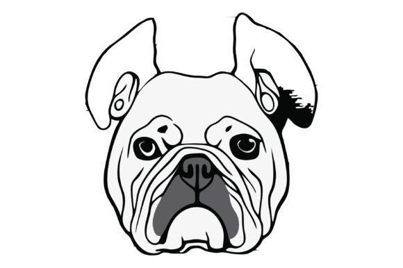 Download Little Buldog Head Line Art Design - Art Collection