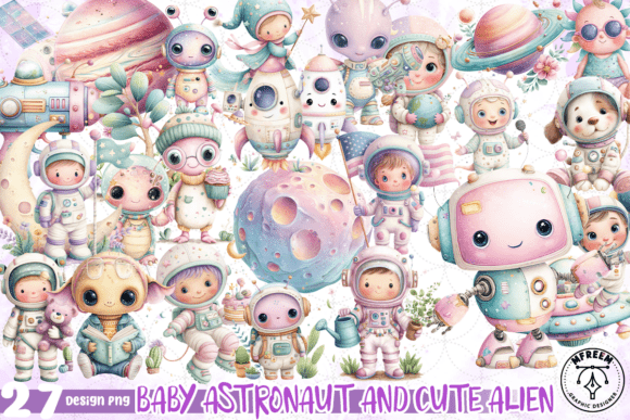 Download Baby Astronaut and Cute Alien Clipart - Art Collection