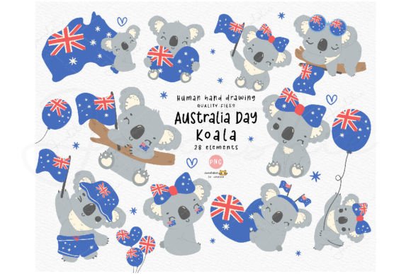 Download Australia Day Baby Koala Clipart Png Set - Art Collection