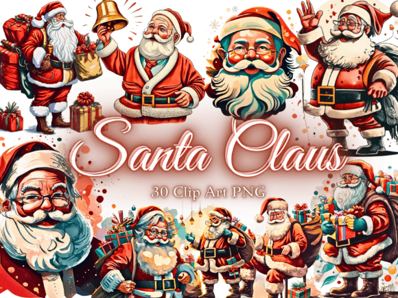 Download 30 Retro Santa Claus Clipart PNG - Art Collection