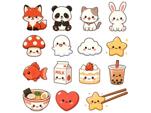 Download Cute Kawaii Cartoon Icons Animal Set Art - Art Collection