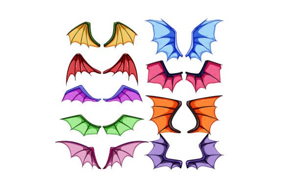 Download Wings Dragon Set Cartoon Vector Illustra - Art Collection
