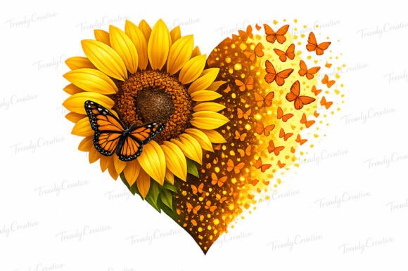 Download Sunflower Heart Butterfly Rustic PNG Art - Art Collection