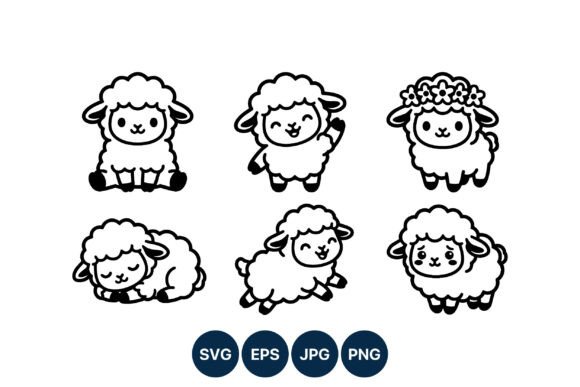 Download Cute Lamb Cartoon Vector Set - Art Collection