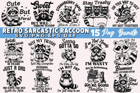 Download Retro Sarcastic Raccoon Png Bundle Funny - Premium Resources