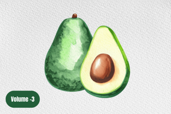 Download Watercolor Avocado Clipart PNG Volume –3 - Art Collection