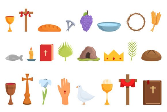 Download Holy Week Icons Set Cartoon Vector. - Art Collection