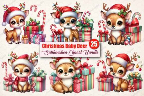 Download Watercolor Christmas Baby Deer Clipart - Art Collection