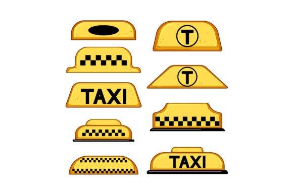 Download Taxi Sign Set Cartoon Vector Illustratio - Art Collection