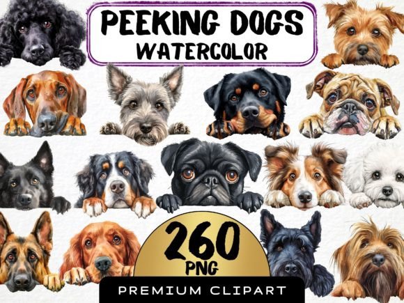 Download Peeking Dog Breed Clipart Bundle - Art Collection