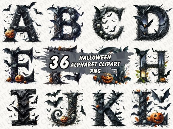 Download Halloween Alphabet Clipart Sublimation - Art Collection
