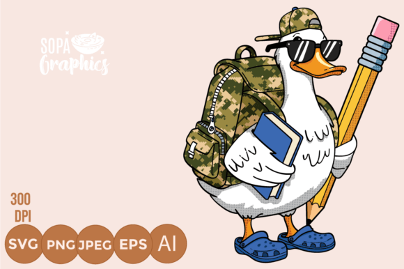 Download Back to School Stylish Cartoon Duck - Art Collection