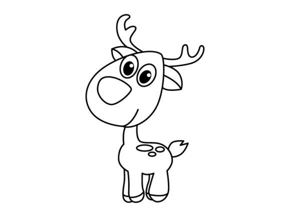 Download Funny Rain Deer Cartoon Coloring Book. - Art Collection